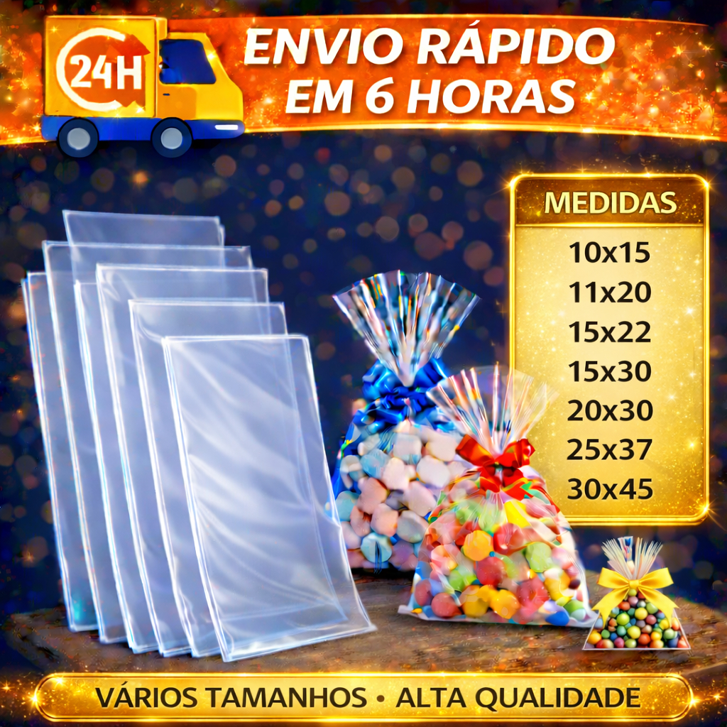 Saco Transparente Poli Incolor 10x15 11x20 15x22 15x30 20x30 50 Unidades Cada em Oferta na Shopee