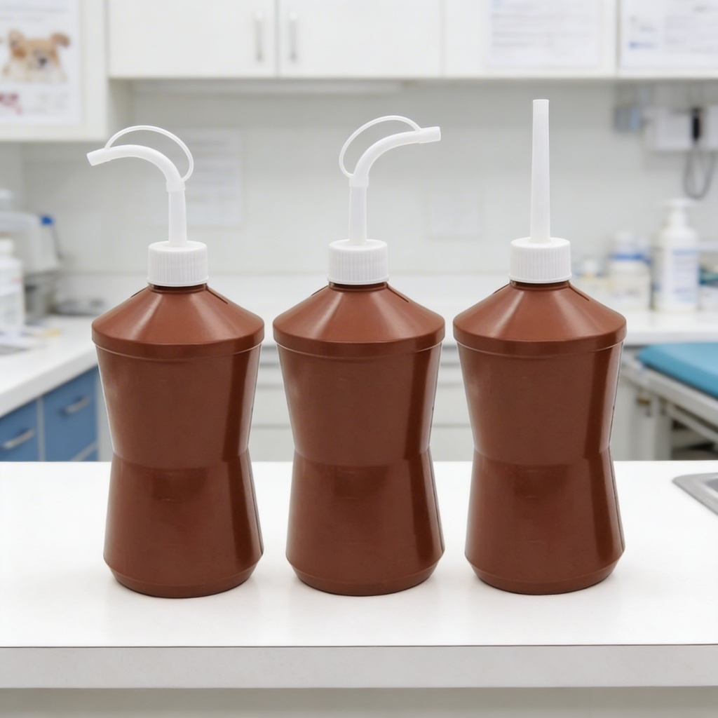 Kit 3 Almotolia Âmbar 500ml Bico Curvo ou Reto Profissional | Frasco Dosador Plástico Resistente