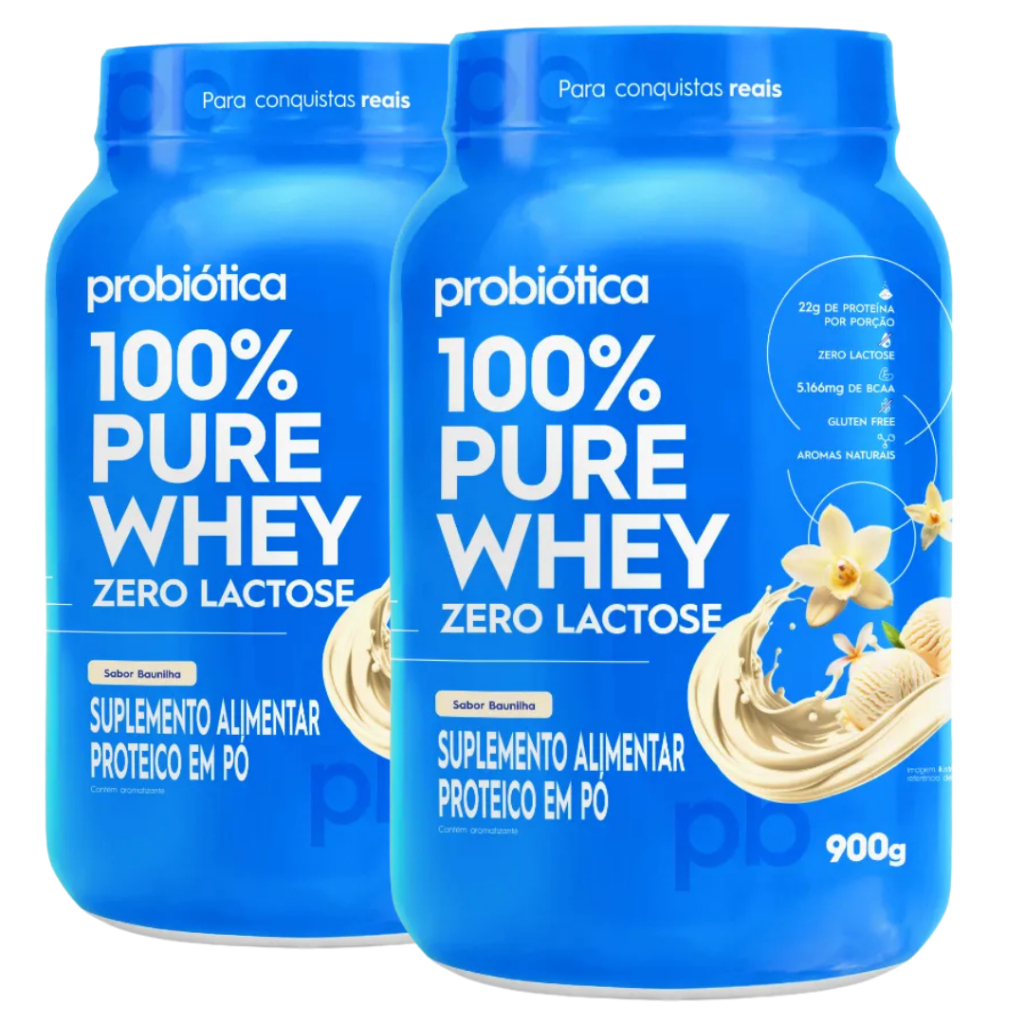KIT COM 2 WHEY 100% PURE ZERO LACTOSE POTE 900G - SUPLEMENTO ALIMENTAR PROTEICO