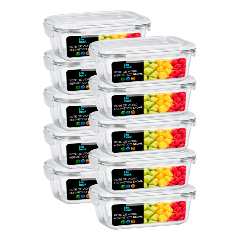Conjunto de Potes de Vidro Herméticos 370/640/1040ml para Mantimentos — foto 6