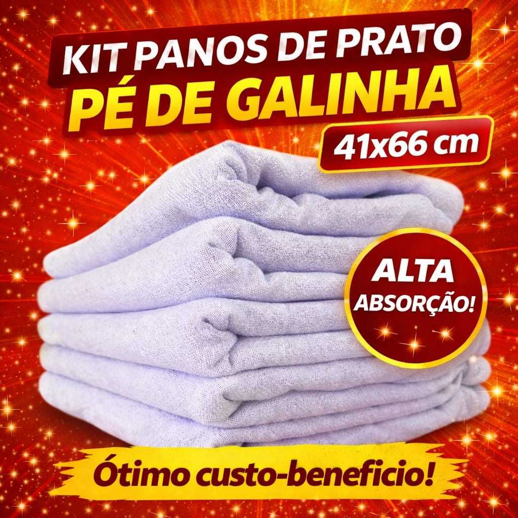 Kit 10 - Pano de Prato GRANDE Branco Liso Pé de Galinha - Com Bainha - 100% Algodão 41 x 66 cm em Oferta na Shopee