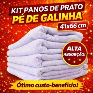 Kit 10 - Pano de Prato GRANDE Branco Liso Pé de Galinha - Com Bainha - 100% Algodão 41 x 66 cm em Oferta na Shopee