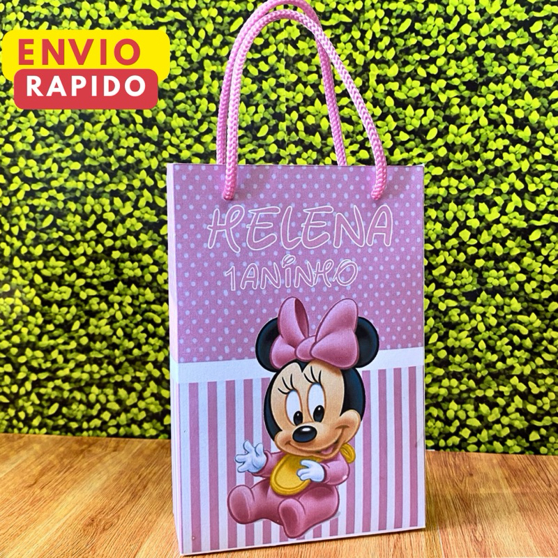 Sacolinha Personalizada Minnie Baby | Lembrancinha | Mimo | Sacolinha | Minnie Rosa | PEGUE E MONTE em Oferta na Shopee