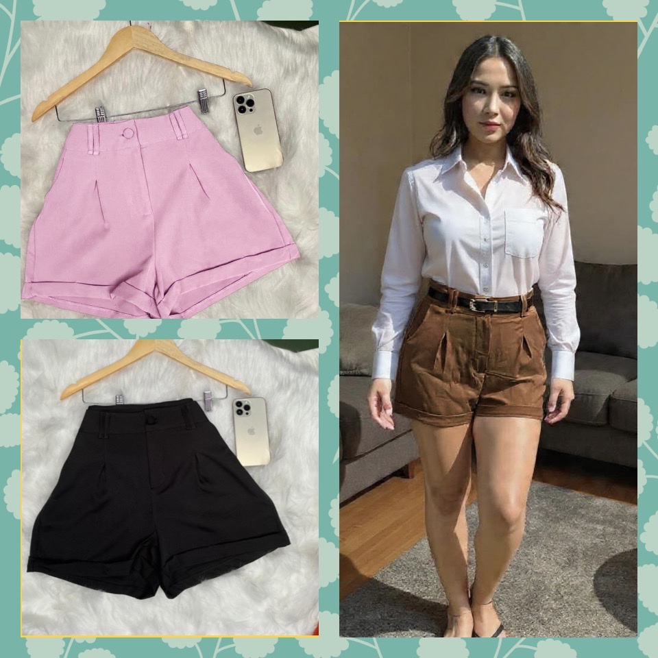 ShortFemeninoCinturaAltaConBarrinhaItalianaBolsoConfortable