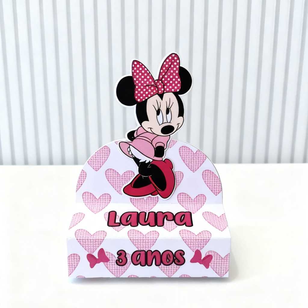 Porta Bis Minnie Rosa personalizado para festas infantil, lembrancinha para aniversario, caixinhas