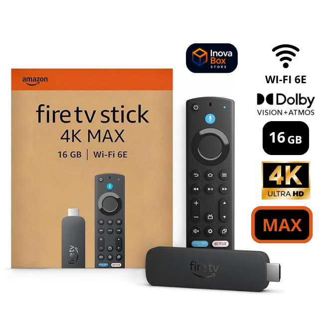 Amazon Fire TV Stick 4K Max 2ª Geração 2025 | Wi-Fi 6E | 16GB | Alexa | Ultra HD 4K HDR | Original Lacrado