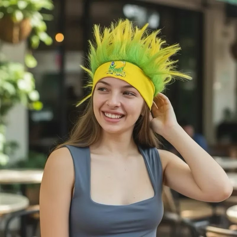 FAIXA BRASIL COM PERUCA | CABELO ARREPIADO | FAIXA PARA BABY HAIR | FESTA FANTASIA | FUTEBOL | COPA | BRAZIL | PEGADINHA