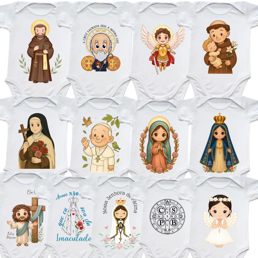 Body Bebê Religioso Santos Católicos | Roupa Infantil Fé Batizado Presente Abençoado em Oferta na Shopee