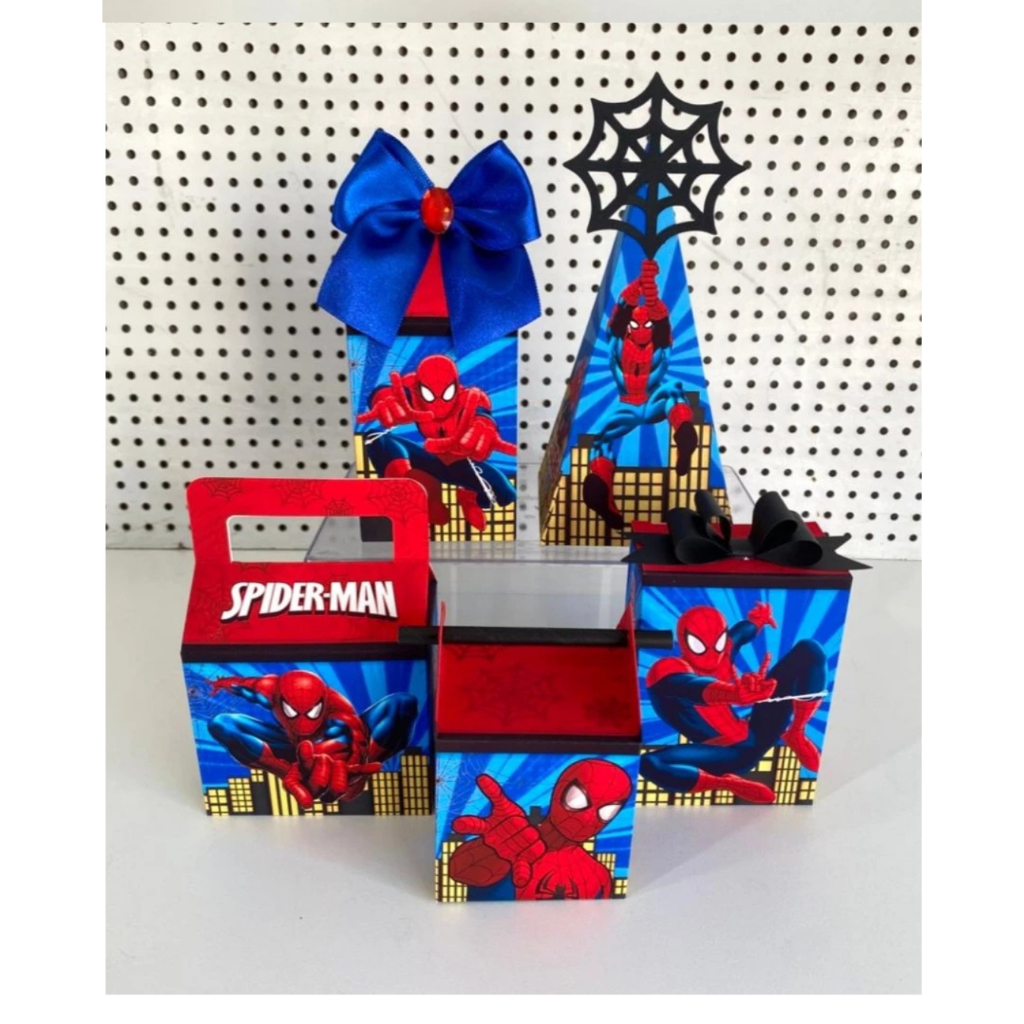 Kit Festa Personalizado Homem Aranha, Caixas Pegue e Monte, Lembrancinha Homem Aranha