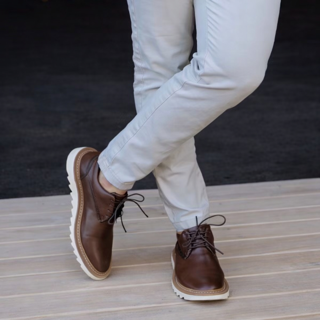 Sapato Social Masculino Oxford Tratorado Confortável Couro Premium Casual Elegante Brogue