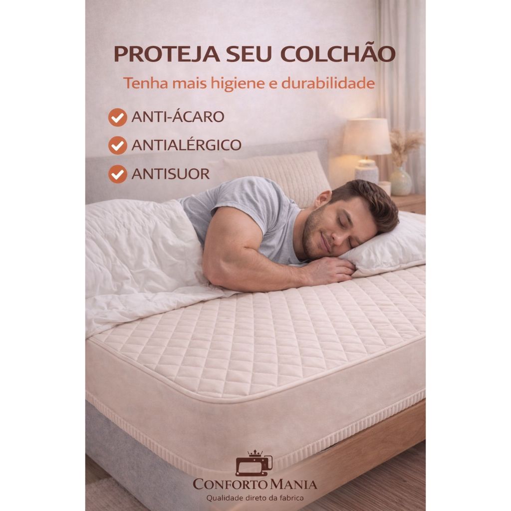 Protetor de Colchão Antiácaro Antialergico Casal Queen Solteiro Matelado Ultrassônico Elas...