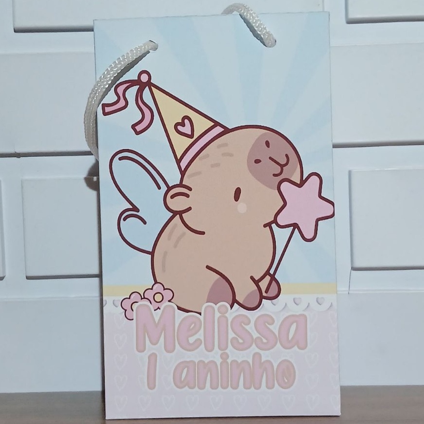 Sacolinha Personalizada Capivara Aniversário Infantil Mimos e Lembrancinhas para Festa KIT PEGUE E MONTE