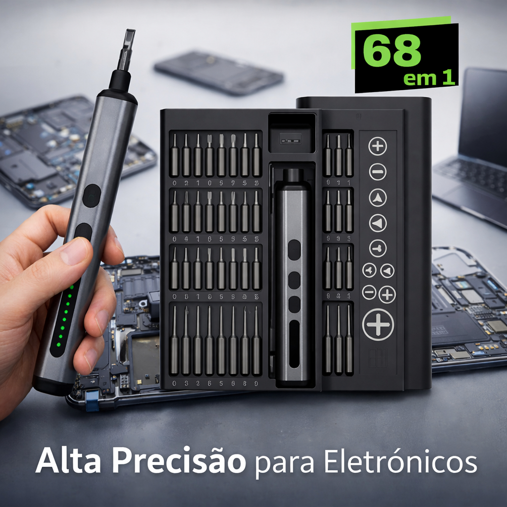 Kit Chave De Fenda Elétrica De Precisão Portátil 68 Em 1 Magnética Reparo Celular Tablet PC