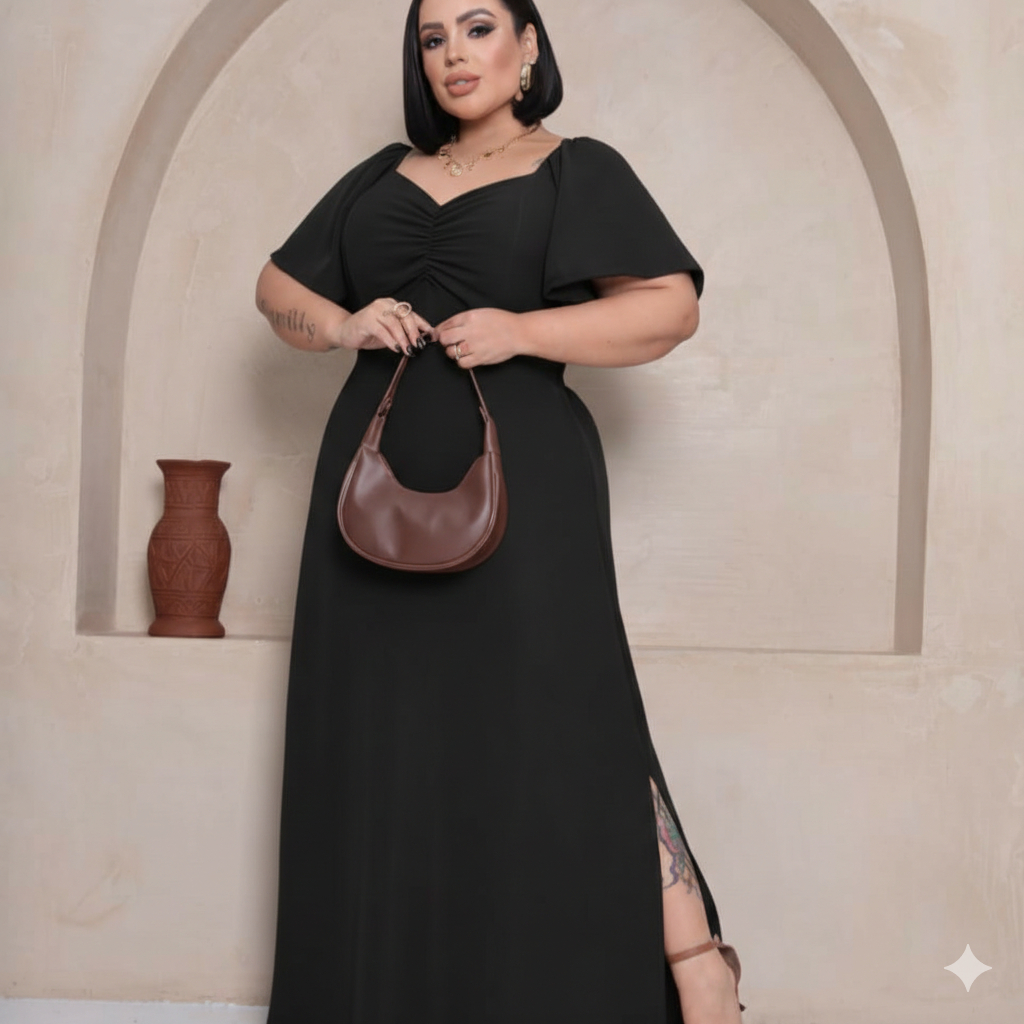 Vestido Feminino PLUS SIZE do Tamanho G1 em Tecido Duna | Elegante e Confortável com Elastex