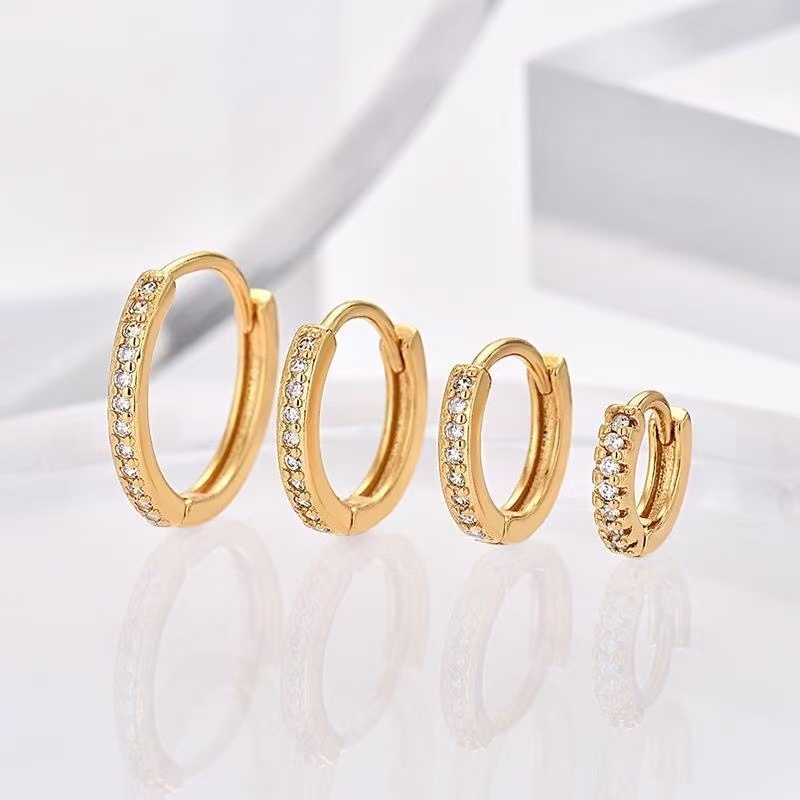 Kit 3 Pares Brinco Trio Com 3 Argolas Feminino Cravejada Na Zircônia bijouteria Dourado Prata Fashion Top Promação Pront