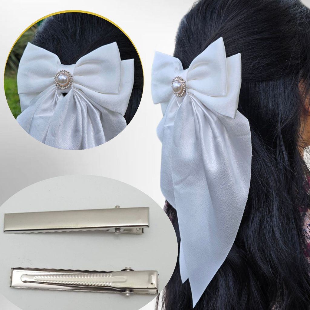 Laço de Cabelo Acessórios Para Casamento Look Festas Tecido Cetim Moda Coreana Várias Cores