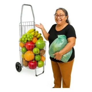 Carrinho Feira Compacto e Dobrável 2 Partes Ideal Para Compras Feira 60kg Reforçado em Oferta na Shopee