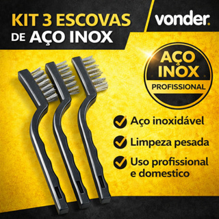 Kit de escovas manuais em aço inox com 3 peças - Vonder em Oferta na Shopee