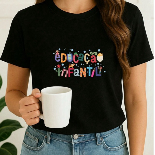 Camiseta Blusa Feminina Professora Educação Infantil Pedagogia Escola Algodão Profissões