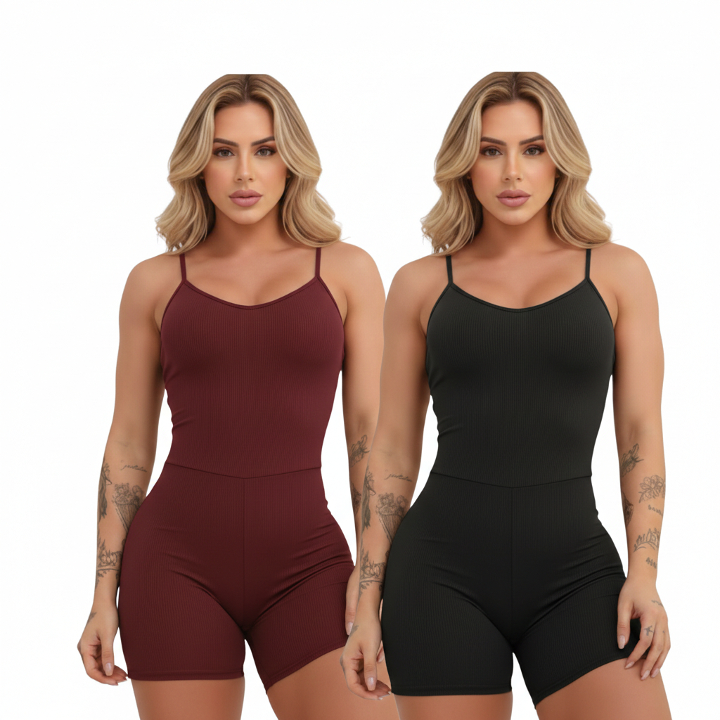 Kit 2 Macaquinho Anarruga Academia Fitness Alcinha Slim Sem Transparência Academia Macacão Crossfit P055 em Oferta na Shopee