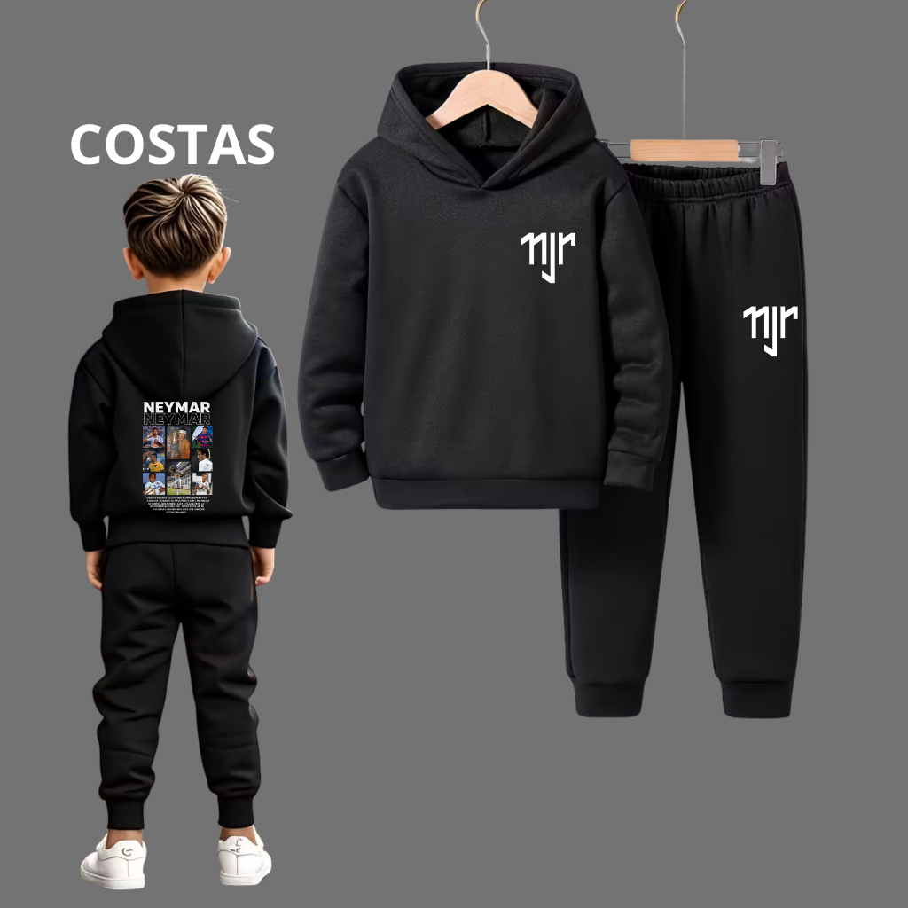 Conjunto Moletom Infantil Personalizado Blusa com Capuz e Calça Menino Neymar jr futebol Lançamento Oferta