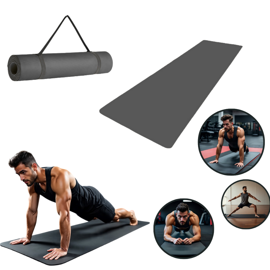 Imagem Tapete Yoga Mat Abdominal Prancha Corda 1,70mx55cmx5mm Exercício em Casa Colchonete Tatame