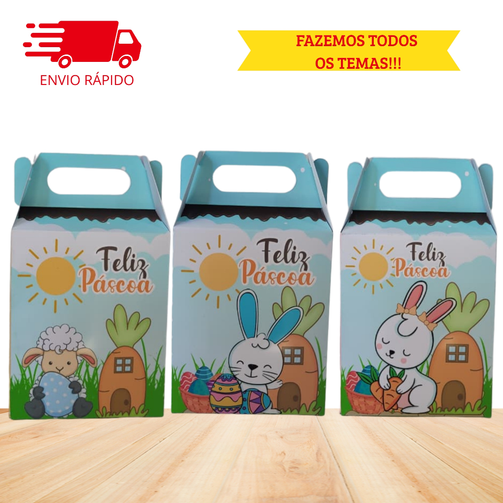 Caixinha Maletinha Personalizada - COELHINHO DA PÁSCOA - Lembrancinha Pegue e Monte - Fazemos qualquer tema