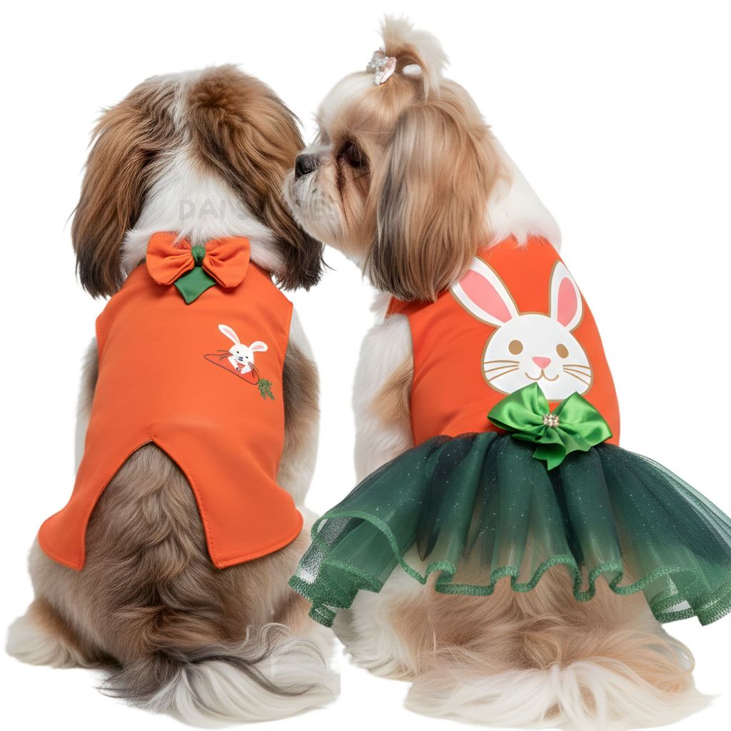Roupa Pet fantasia Pascoa Roupinha De Coelho Vestido Ou Colete em Oferta na Shopee