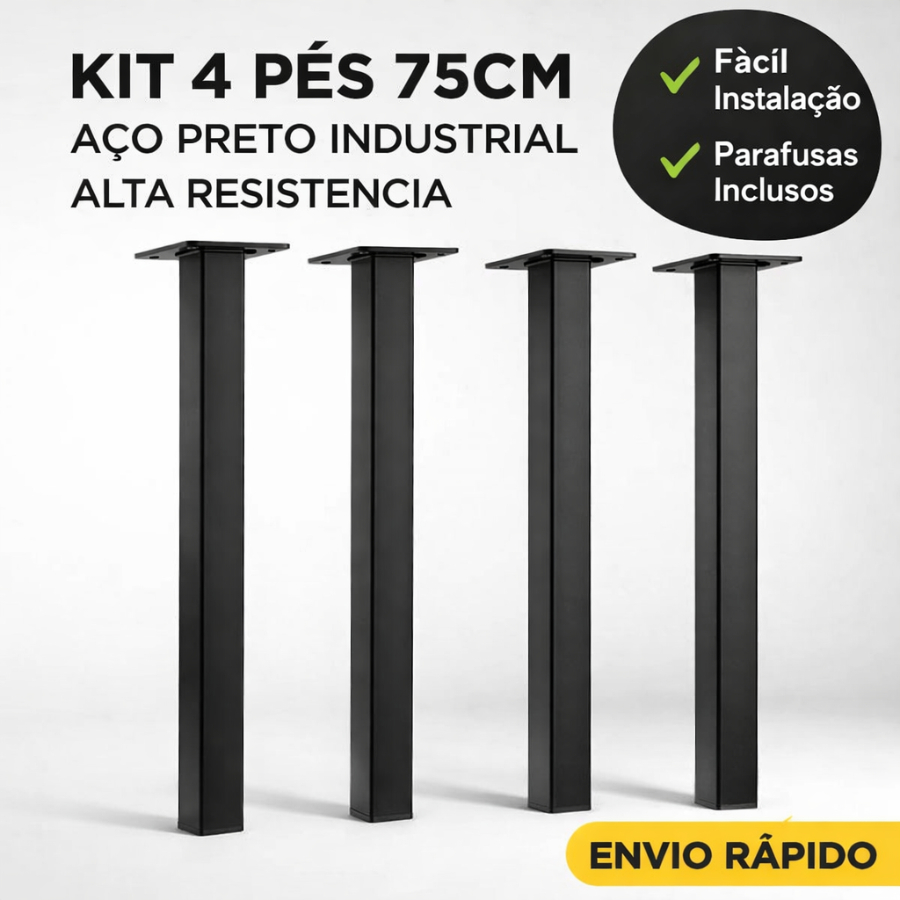 Pé de Mesa Estilo Industrial 4 Unidades 75cm