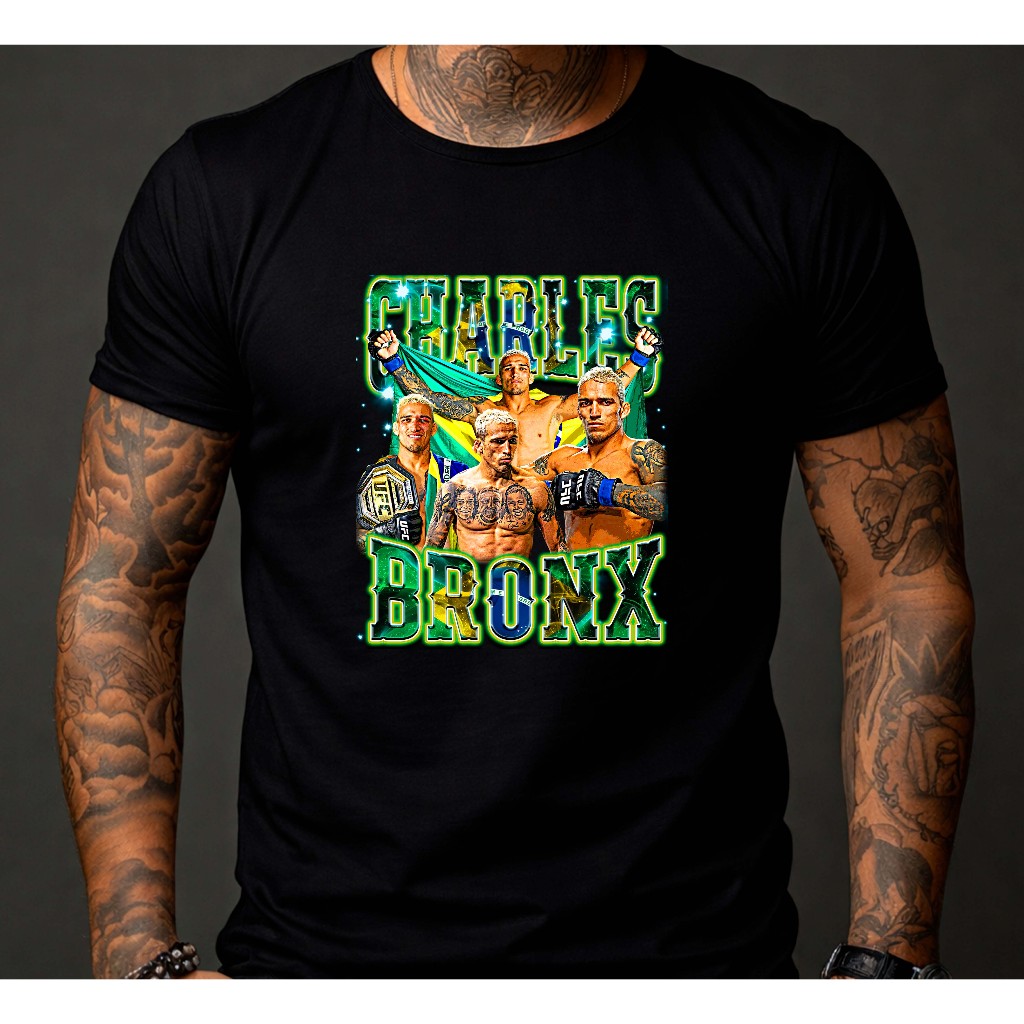 Camiseta Camisa Blusa UFC Charles do Bronks Brasil Lançamento Premium 100% Algodão Maculino e Feminino