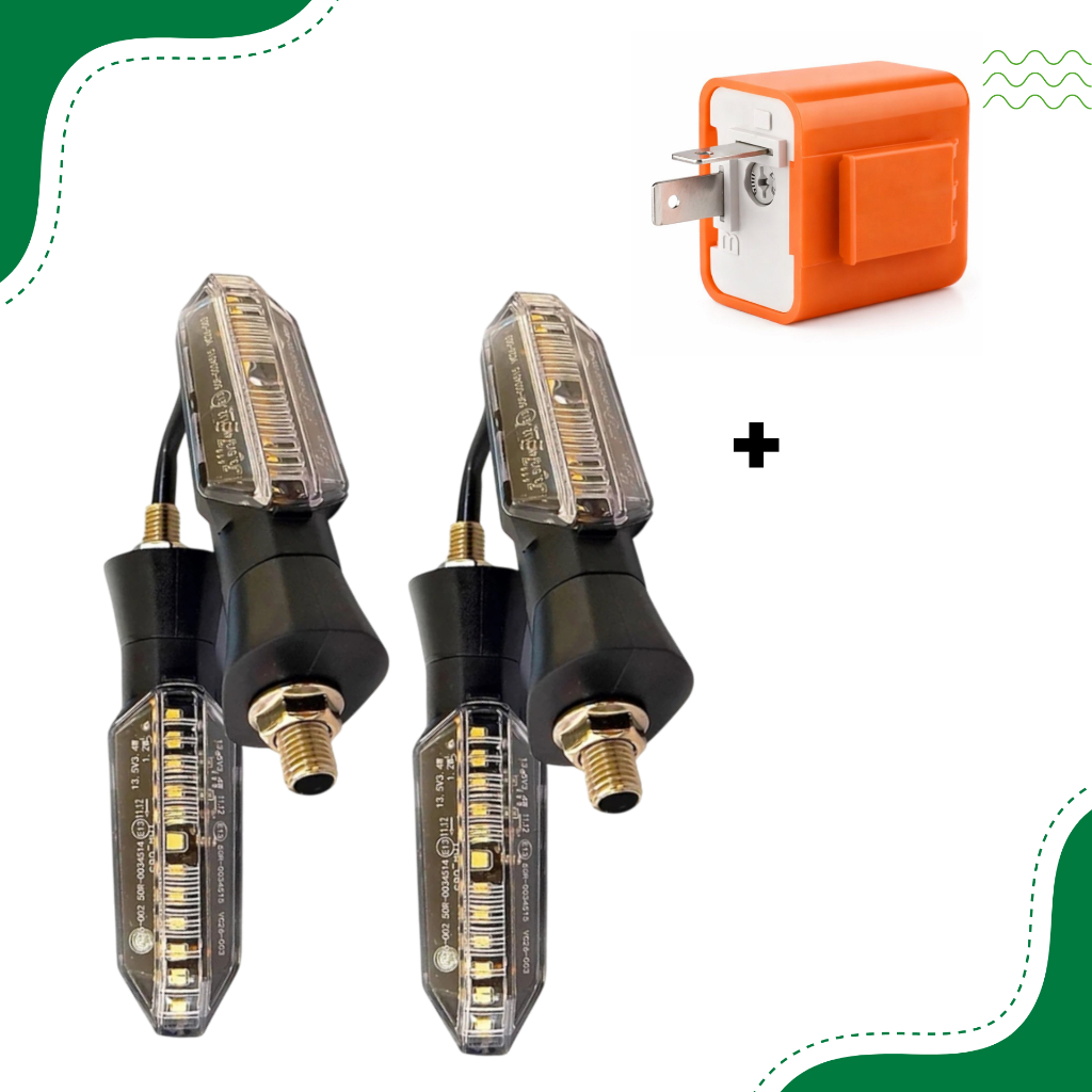 Kit Pisca Seta Twister, CB300 XRE LED Sequencial Universal para Moto - 2 Pares + Relé Regulador