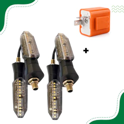 Kit Pisca Seta Twister, CB300 XRE LED Sequencial Universal para Moto - 2 Pares + Relé Regulador
