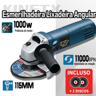 Esmerilhadeira Angular e Lixadeira 1000W 4.1/2 115mm Profissional 11000rpm 110V/220V Promoção