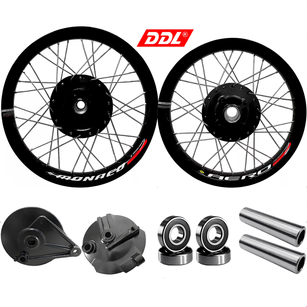 Par Roda Alumínio Aero Viper Fan 125 - 09/18 Raios 4mm C/ Espelhos/Rolamentos/Espaçadores