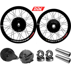 Par Roda Alumínio Aero Viper Fan 125 - 09/18 Raios 4mm C/ Espelhos/Rolamentos/Espaçadores