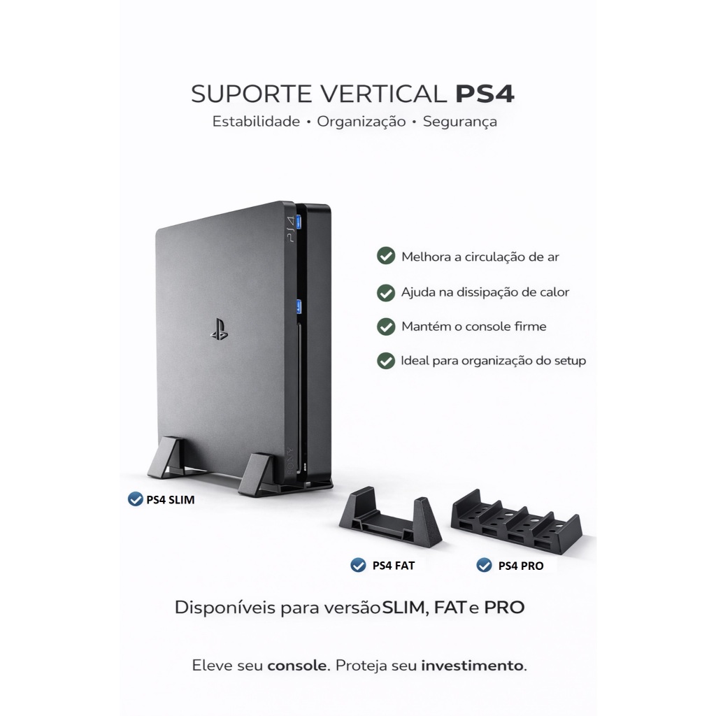 Suporte/Base vertical para  Playstation 4/PS4, modelos FAT/SLIM/PRO