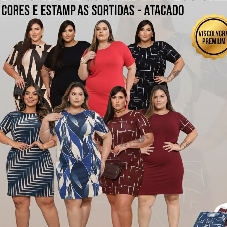 Kit 10 Vestidos Camisão Plus Size Atacado Camisetão Feminino Vestidinho Soltinho Confortável Tamanhos G1 ao G3 em Oferta na Shopee