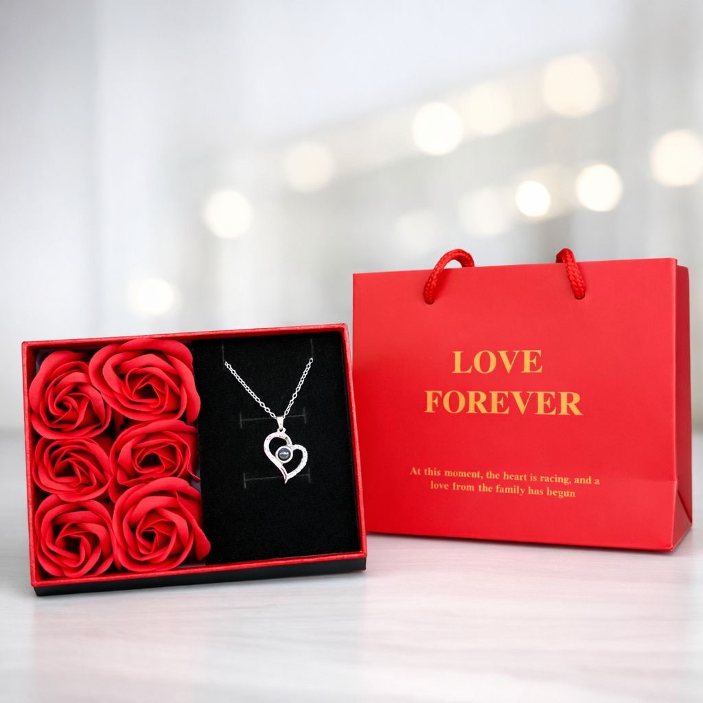 Kit 6 Rosas + Colar Eu Te Amo 100 Idiomas Presente Dia Das Mae Dias Dos Namorados em Oferta na Shopee