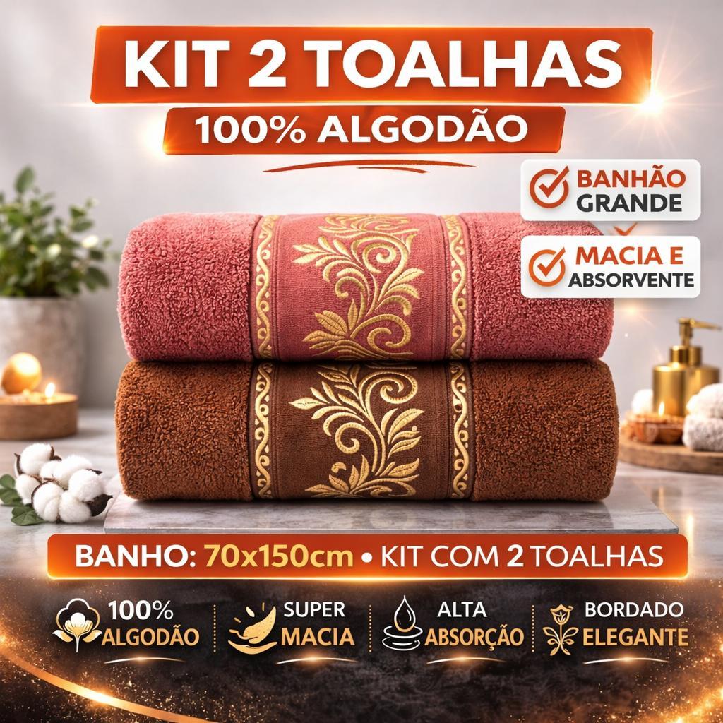 Kit 2 Toalha de Banho Gigante Banhão 70x150cm | 100% Algodão Felpuda Macias e Absorventes Premium em Oferta na Shopee