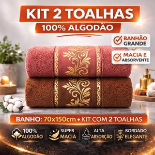 Kit 2 Toalha de Banho Gigante Banhão 70x150cm | 100% Algodão Felpuda Macias e Absorventes Premium em Oferta na Shopee