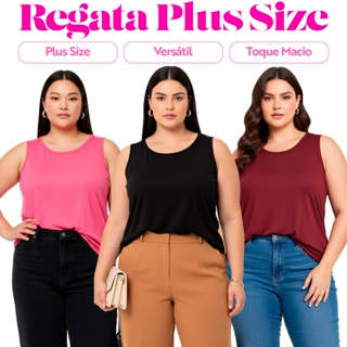 Regata Feminina Plus Size G1 a G8 Viscolycra Gola Redonda Regata Básica Casual Soltinha Viscolycra em Oferta na Shopee