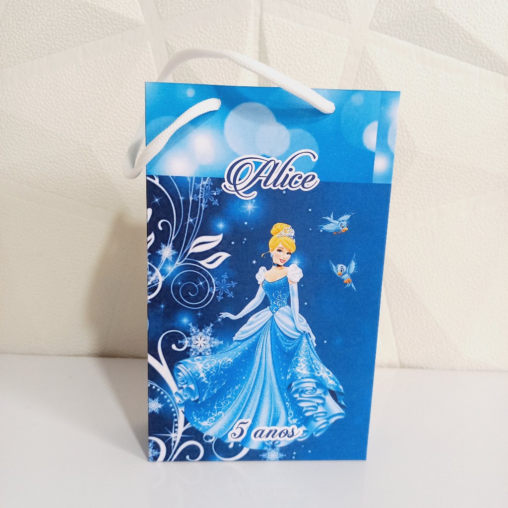 Sacolinha Cinderela  Tamanho P  Personalizada PEGUE E MONTE /Lembrancinha de Festa /Aniversário