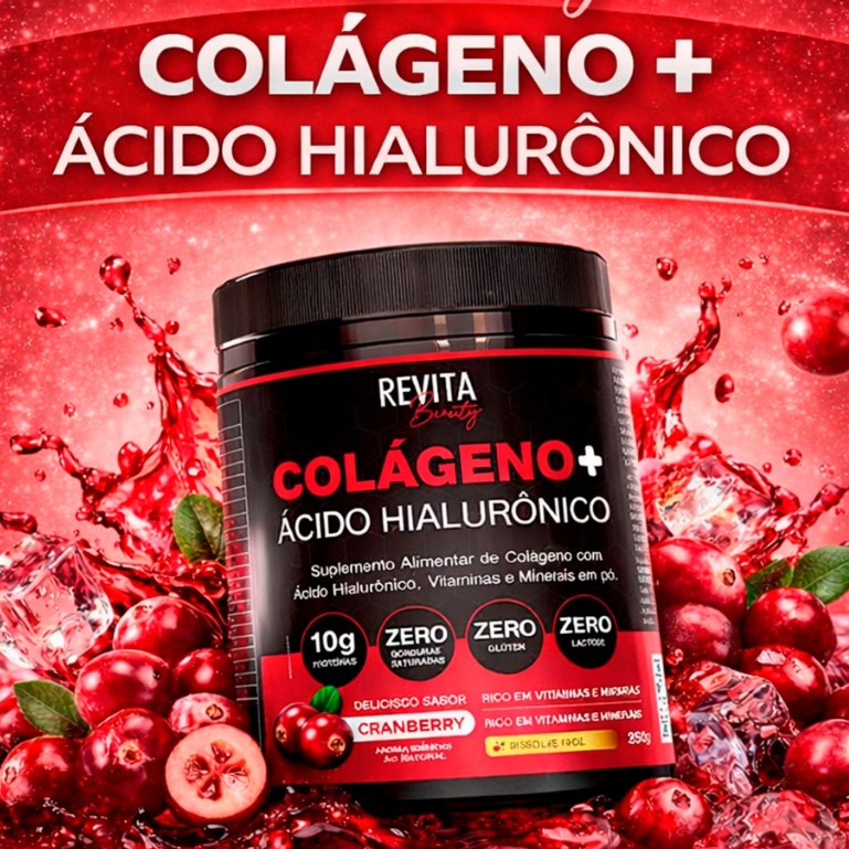 Colágeno com Ácido Hialurônico 250g Revita Beauty Zero Açúcar e Verisol - Mega Oferta + Frete Grátis
