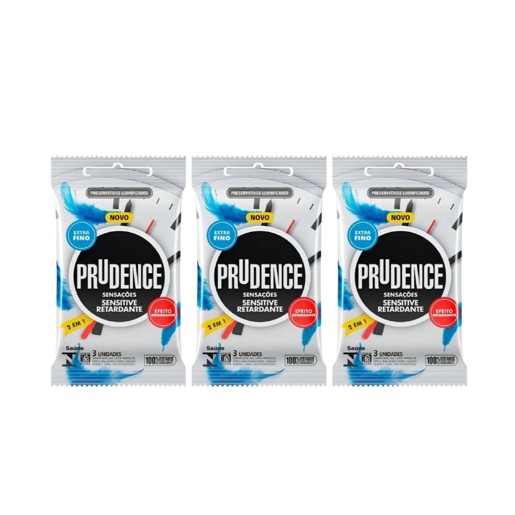 Preservativo Prudence Sensitive Retardante Extra Fino 2 em 1 – 3 Unidades | Efeito Prolongado