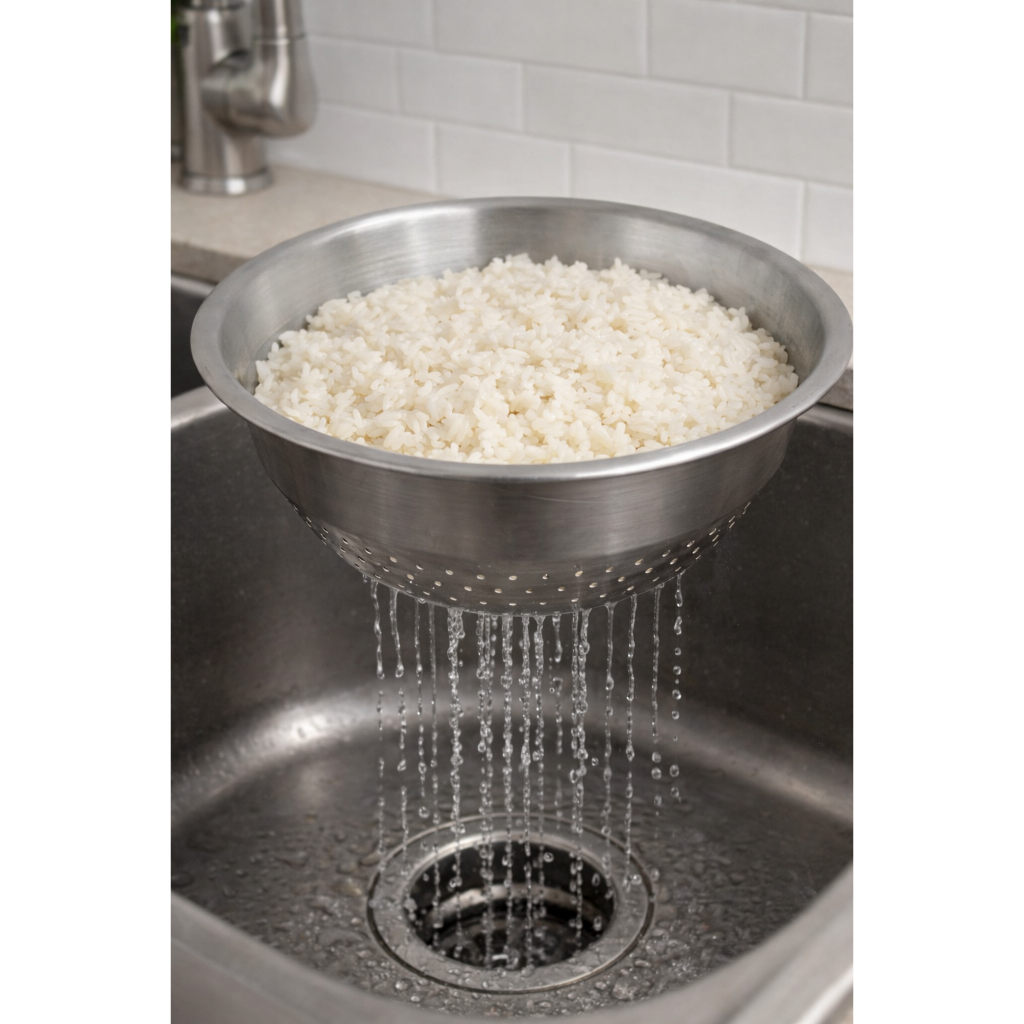 Escorredor de Alumínio Polido – Ideal para Arroz, Macarrão e Legumes