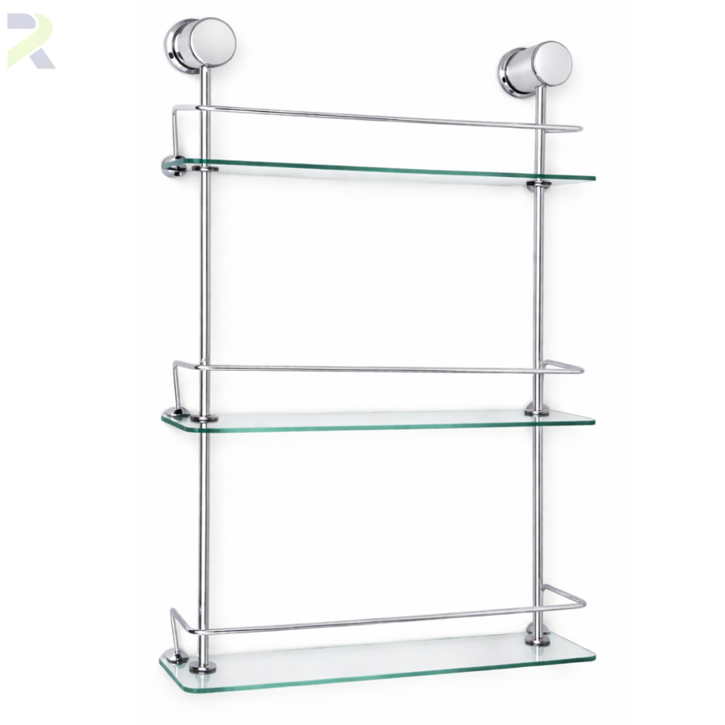 Porta Shampoo Reto Prateleira para Banheiro Parede de Vidro 40cm Vários Modelos Resistente Prático