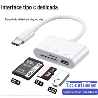 Adaptador leitor cartão de memória 3 em 1, SD, MicroSD e USB Tipo C, TF, OTG, conversor para  Celulares, Tablets em Oferta na Shopee