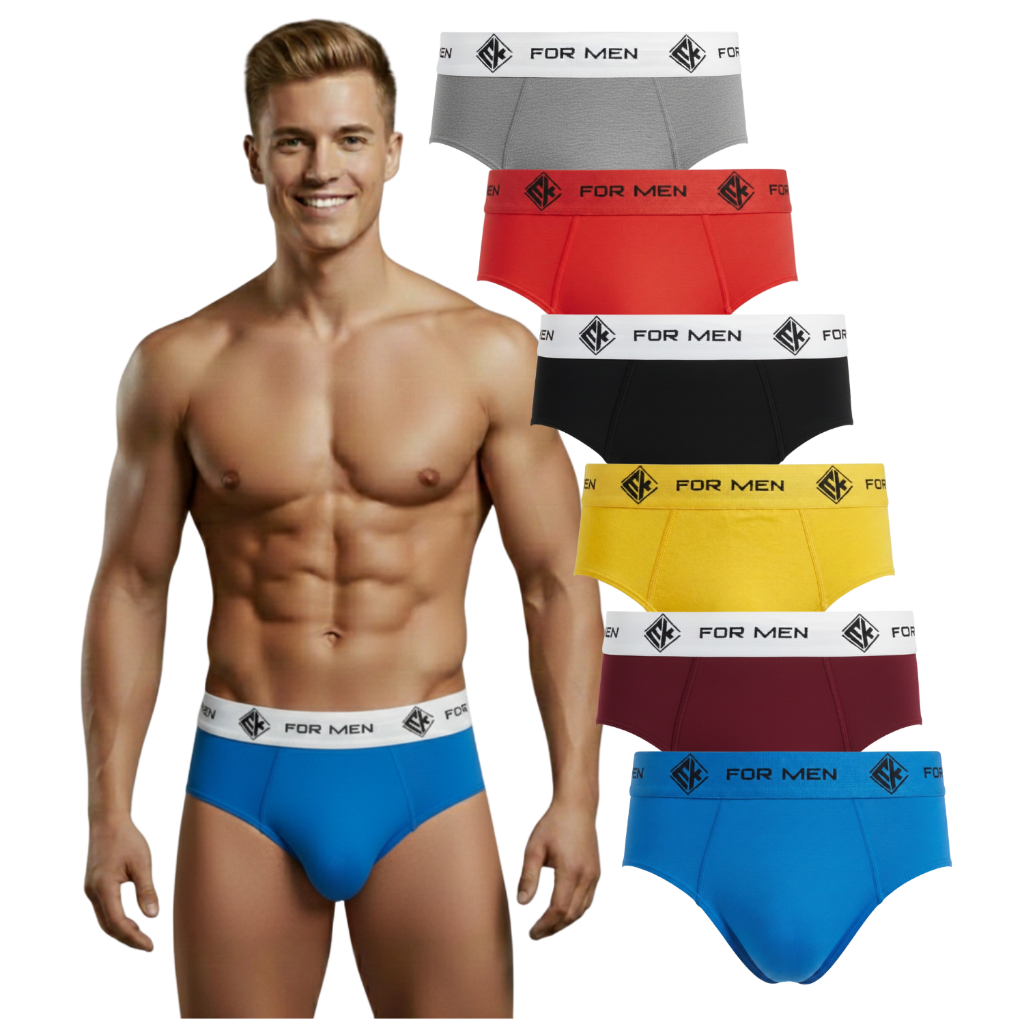 Kit 6 Unidades Cuecas Slip Tradicional Roupa Masculina Adultos Algodão Lisas Confortáveis El Korab Original