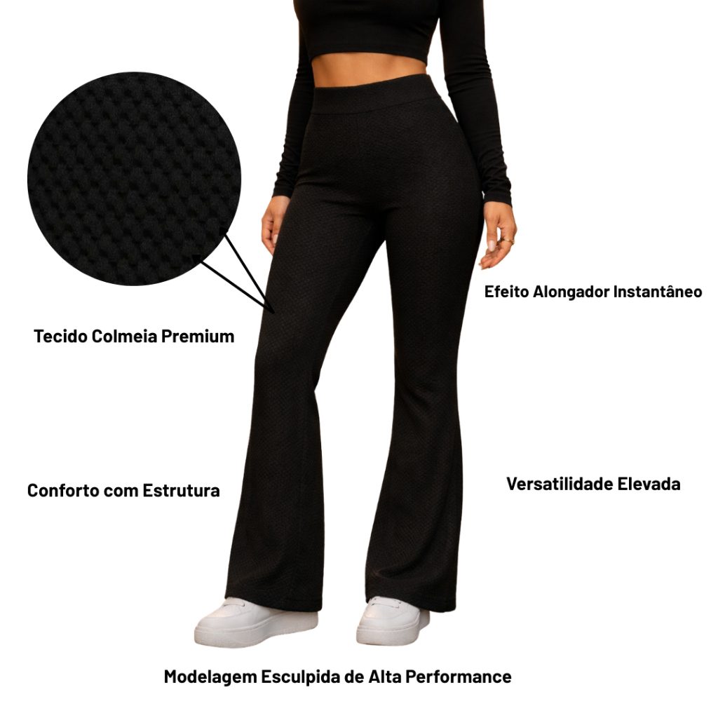 Calça Feminina Flare Bailarina colmeia casual em Oferta na Shopee
