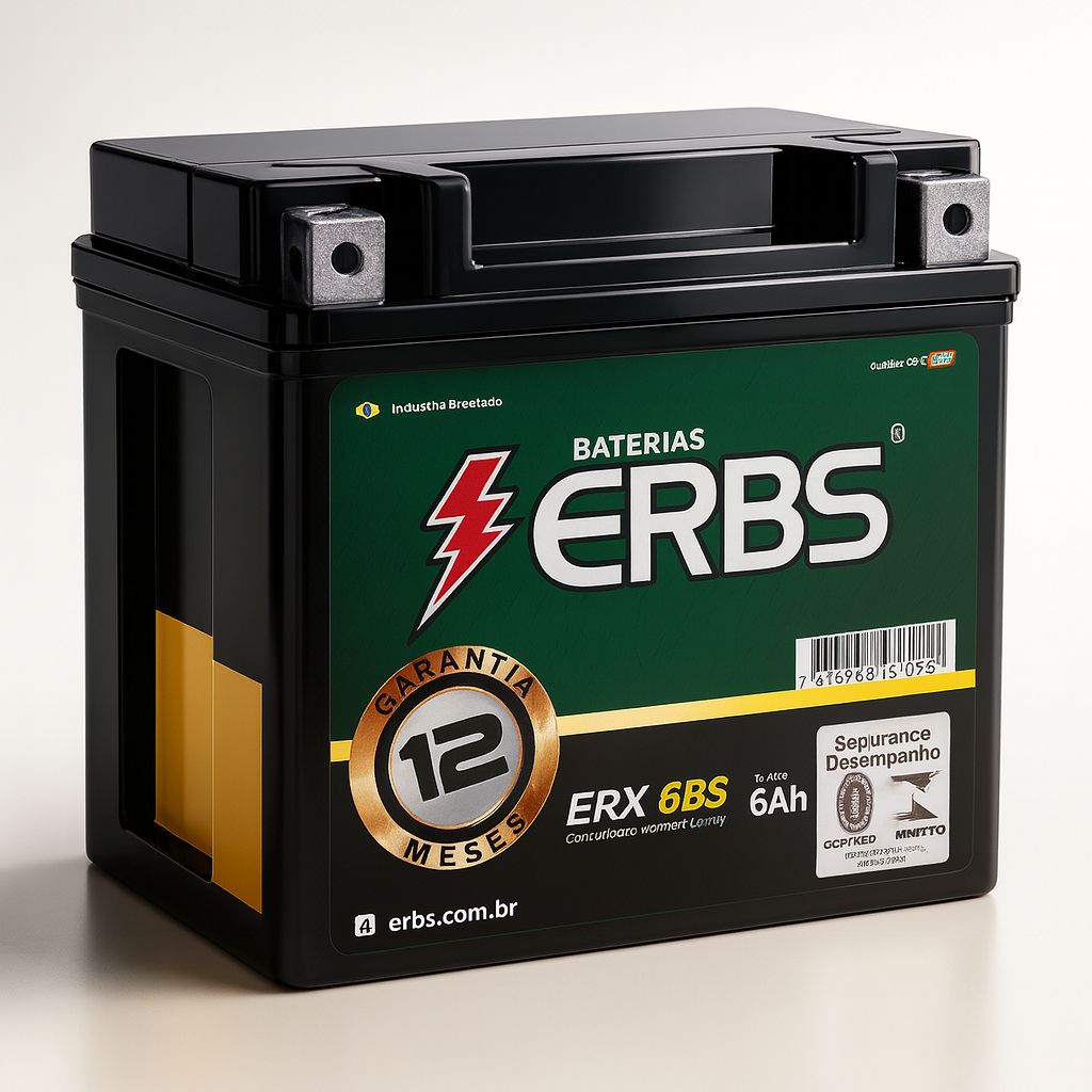 Bateria Moto Erbs Honda Nxr Bros 160-150-125 Es-Ks 6Ah 12v Erx6-Bs